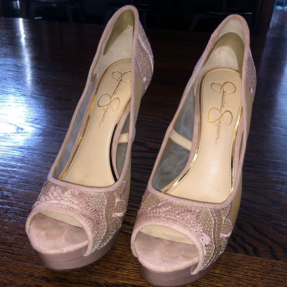 Jessica Simpson Sheer Nude Blush Platform Peep-toe - Picture 3 of 4